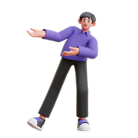 Man indicating both hands in right side  3D Icon