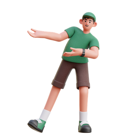 Man indicating both hands in right side  3D Icon