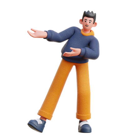 Man indicating both hands in right side  3D Icon