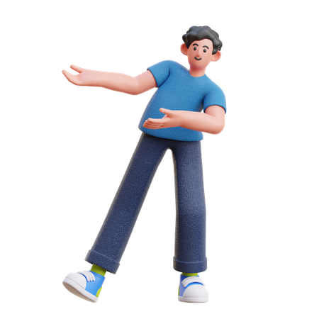 Man indicating both hands in right side  3D Icon