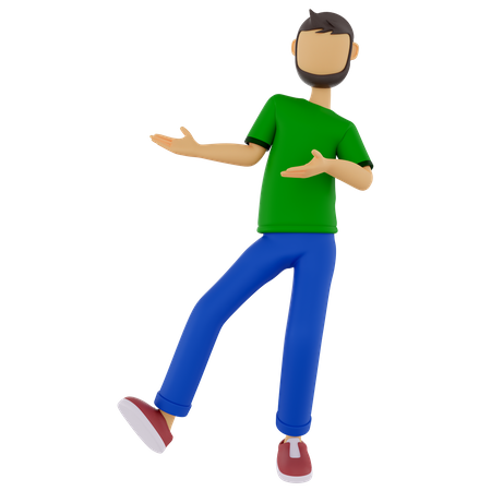 Man Indicating Both Hands In Right Side  3D Icon