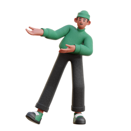 Man indicating both hands in right side  3D Illustration