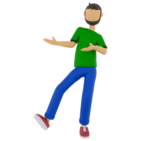 Man Indicating Both Hands In Right Side  3D Illustration