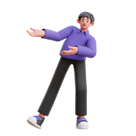Man indicating both hands in right side 3D Illustration