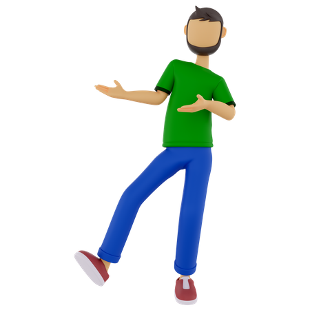 Man Indicating Both Hands In Right Side  3D Illustration