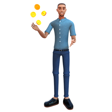 Man investing money in crypto  3D Icon
