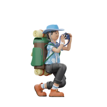 Man Is Clicking Pictures  3D Illustration