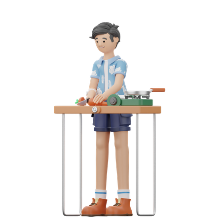 Man Is Cooking Meal  3D Illustration