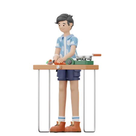 Man Is Cooking Meal  3D Illustration