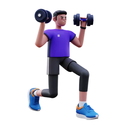 Man Is Doing Barbell Exercise  3D Illustration