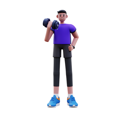 Man Is Doing Bicep Exercise  3D Illustration