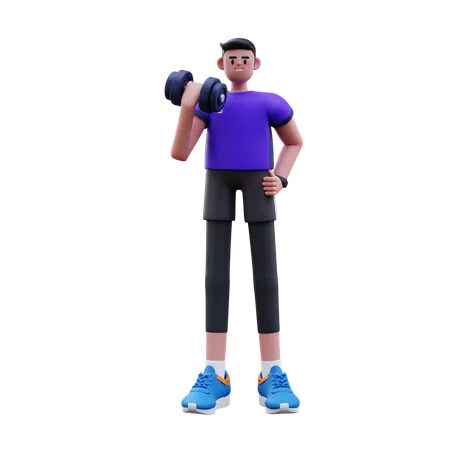 Man Is Doing Bicep Exercise  3D Illustration