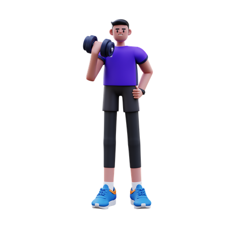 Man Is Doing Bicep Exercise  3D Illustration