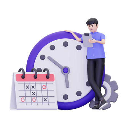 Man Is Doing Time Management  3D Illustration