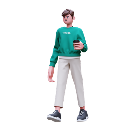 Man is holding coffee cup  3D Illustration