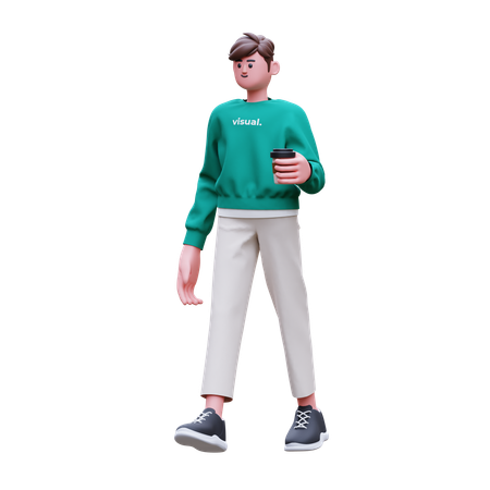 Man is holding coffee cup  3D Illustration