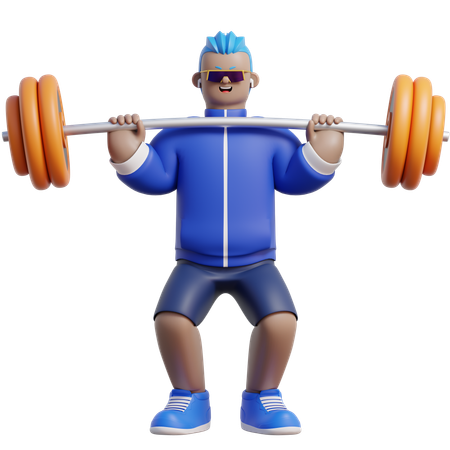 Man Is Lifting A Large Barbell  3D Illustration