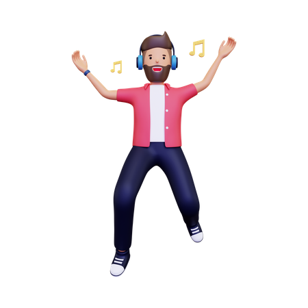 Man is listening to music  3D Icon