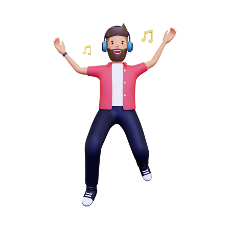 Man is listening to music  3D Illustration