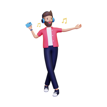 Man is listening to music while dancing  3D Icon
