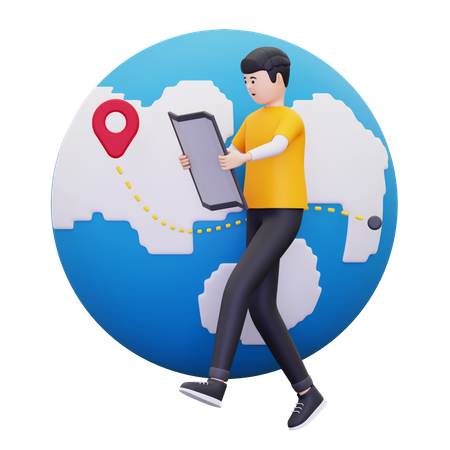 Man Is Looking At A Location On A Map  3D Icon
