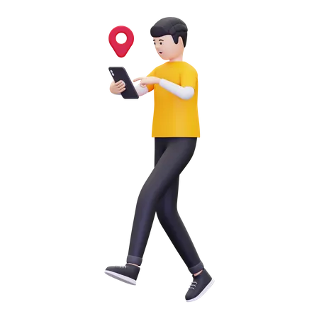 3 D Man Is Looking For A Location Pointillustration 3D Illustration
