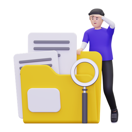 Man is looking for documents  3D Illustration