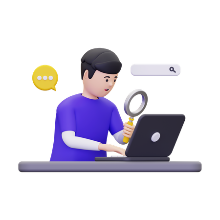 Man Is Looking For Information On The Internet  3D Icon