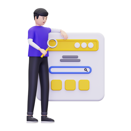 Man Is Looking For Something On The Internet  3D Icon