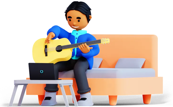Man Is Playing Guitar  3D Illustration