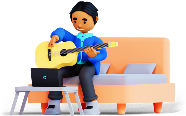 Man Is Playing Guitar  3D Illustration