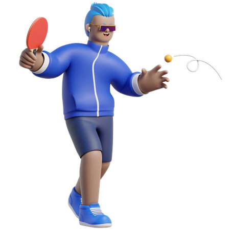 Man Is Playing Table Tennis  3D Illustration