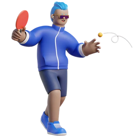 Man Is Playing Table Tennis  3D Illustration