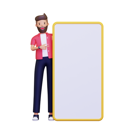 Man is pointing something at the board  3D Illustration