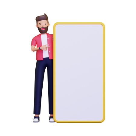 Man is pointing something at the board 3D Illustration