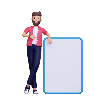 Man is pointing something at the board 3D Illustration