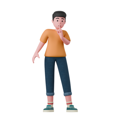 Man Is Posing To Keep Quite  3D Icon