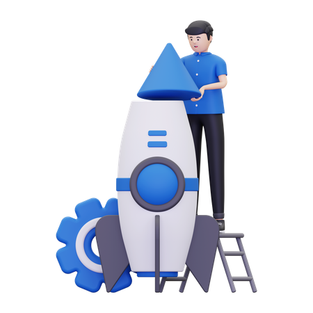 Man is preparing for business launch  3D Icon