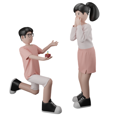 Man Is Proposing to His Girlfriend  3D Icon
