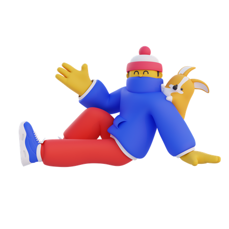 Man is relaxing  3D Illustration