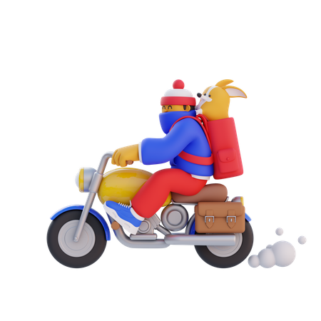 Man is riding a motorcycle  3D Illustration