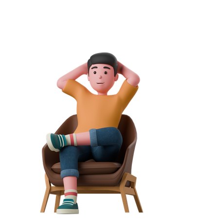 Man Is Sitting In A Relaxed Pose  3D Illustration
