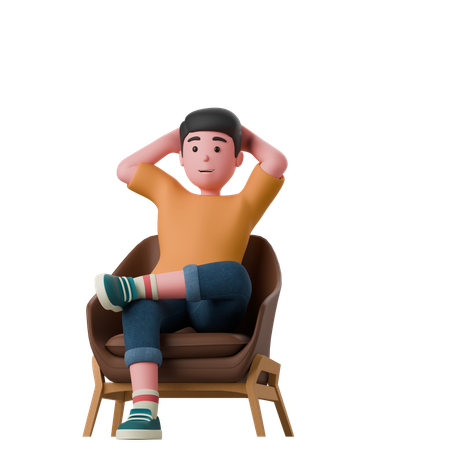 Man Is Sitting In A Relaxed Pose  3D Icon