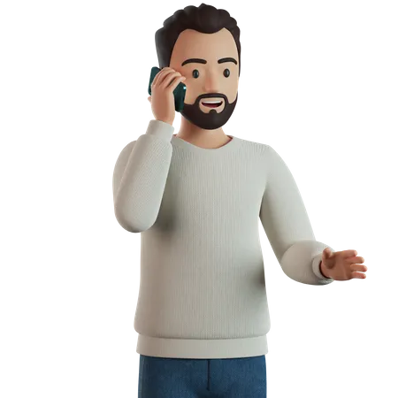 Man Is Talking On The Phone  3D Illustration