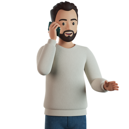 Man Is Talking On The Phone  3D Illustration