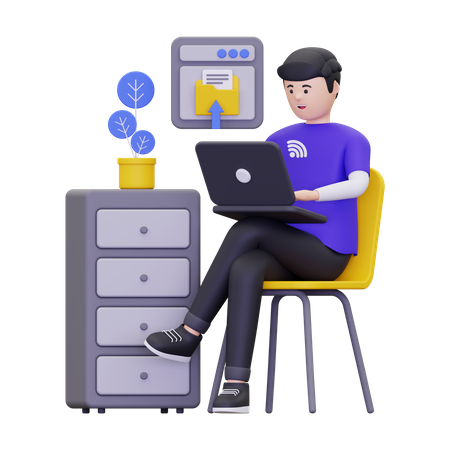 Man is uploading a text file  3D Icon