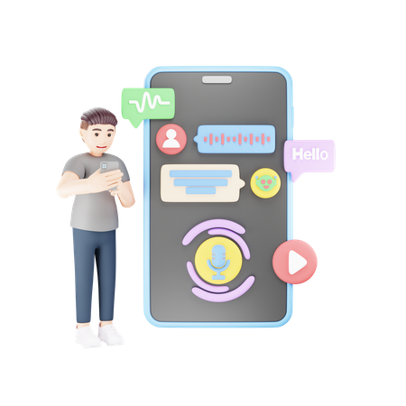 Man is using audio translation application  3D Icon
