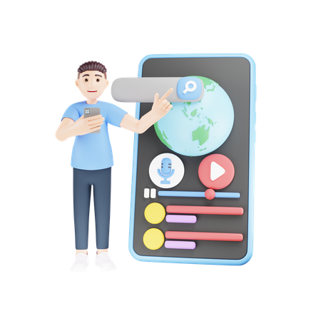 Man is using global language translator  3D Icon