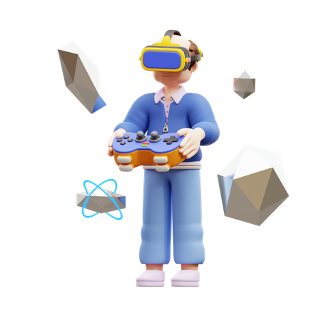 Man Is Using Vr Technology  3D Illustration