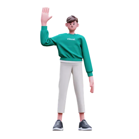 Man is waving hand  3D Illustration